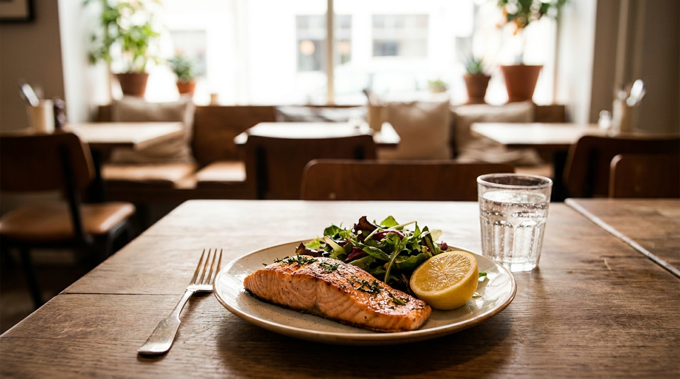 A plated meal at a restaurant